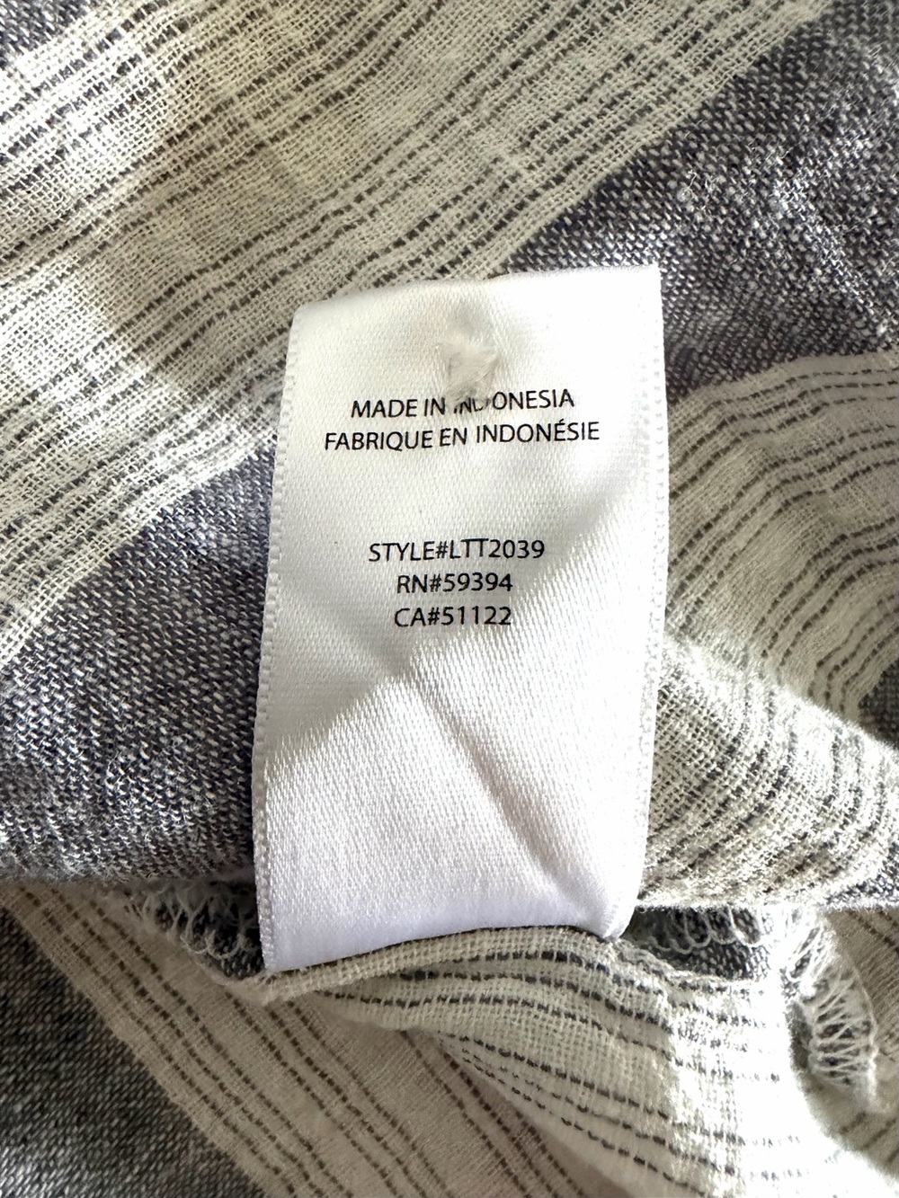 Linen Cotton Tunic Blouse Top Striped White Grey Breathable by BeachLunchLounge - Picture 17 of 17